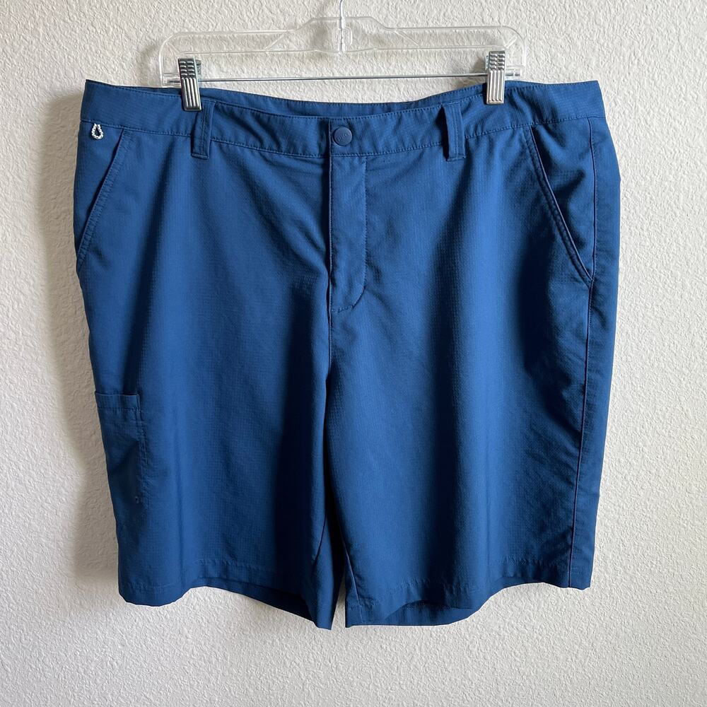 Columbia PFG Blue Checker Pattern Golf Shorts Men's 40 Pockets Fishing Outdoor
